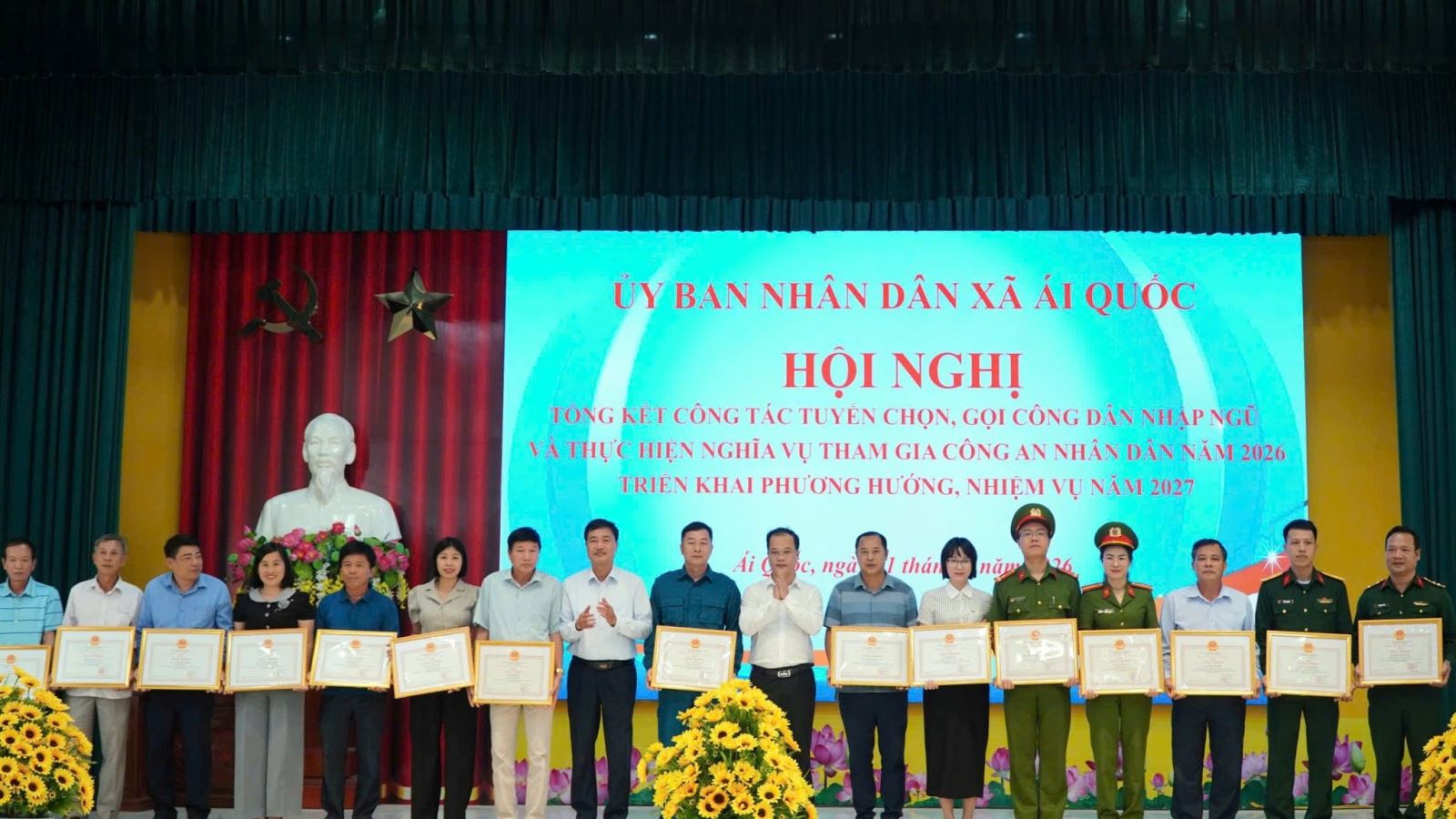 Công an xã Ái Quốc phối hợp tham mưu tổ chức thành công Hội nghị tổng kết công tác tuyển quân năm 2026