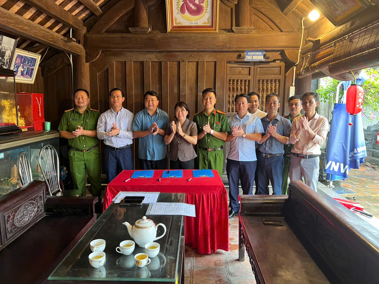 Công an xã Long Hưng: Ký kết quy chế phối hợp bảo đảm an ninh trật tự tại khu di tích lịch sử quốc gia đặc biệt đền Trần