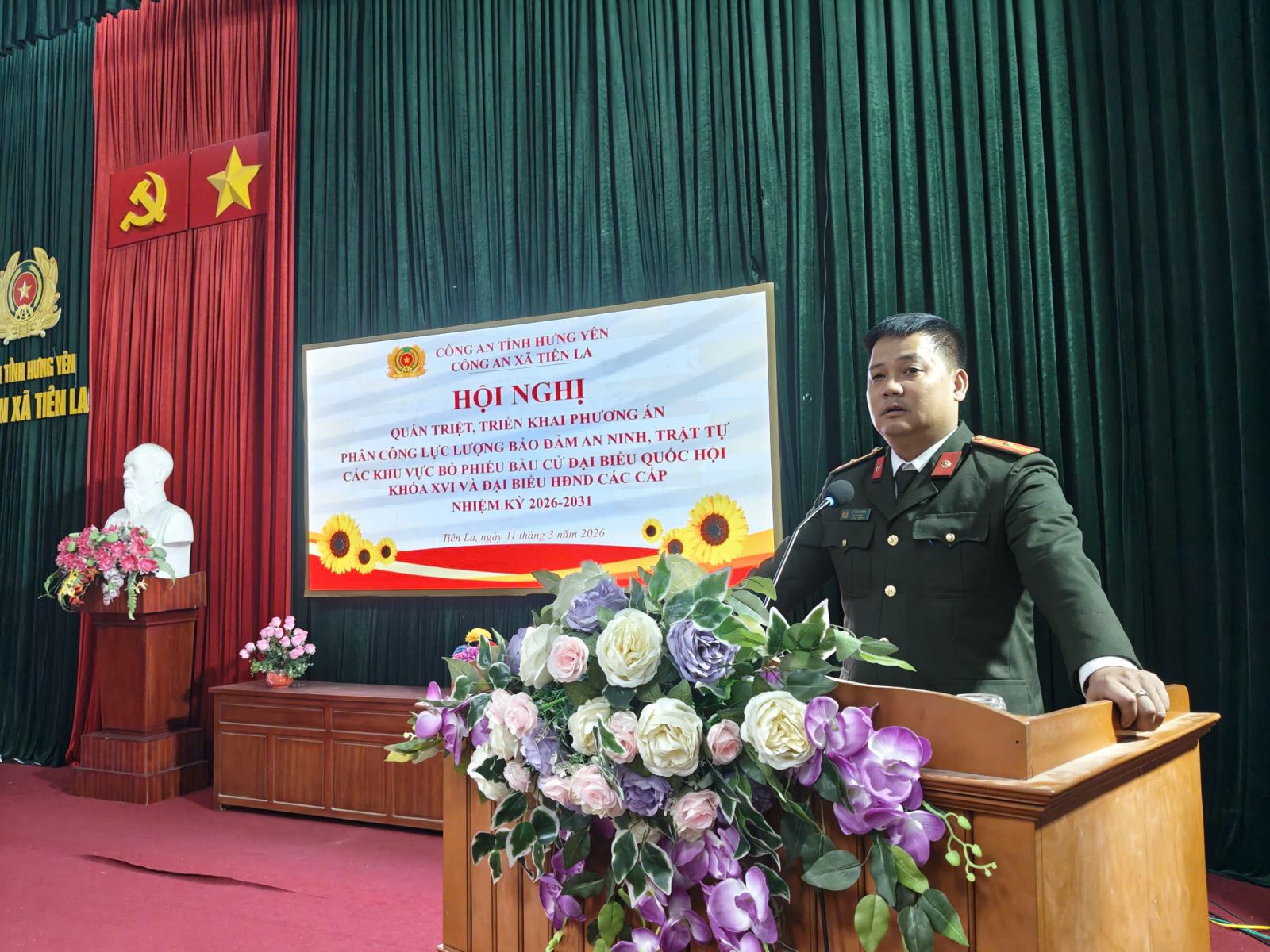 Công an xã Tiên La: Tổ chức Hội nghị triển khai Phương án đảm bảo ANTT các khu vực bỏ phiếu bầu cử đại biểu Quốc hội khóa XVI và bầu cử Đại biểu HĐND các cấp nhiệm kỳ 2026 - 2031