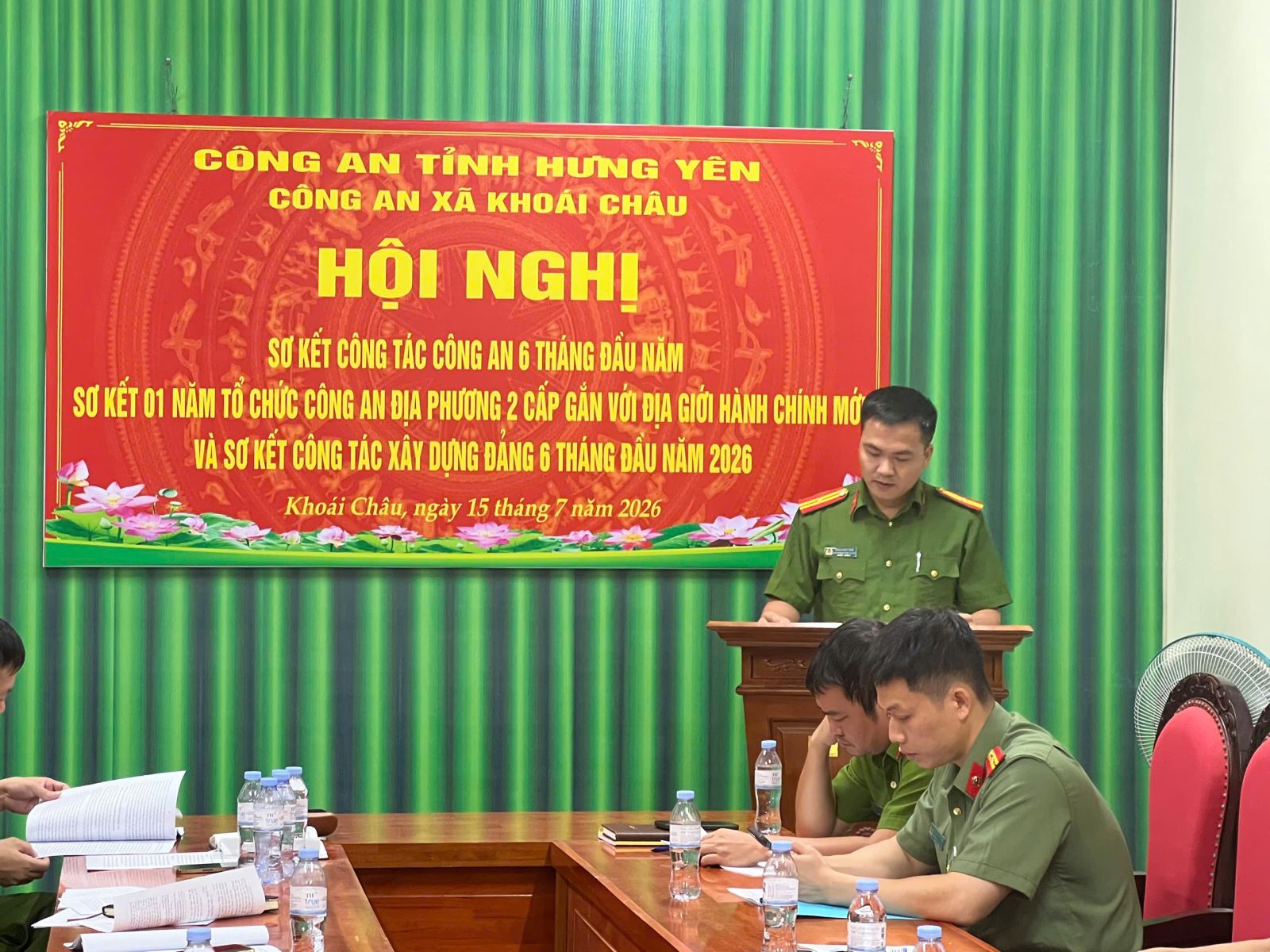 CÔNG AN XÃ KHOÁI CHÂU SƠ KẾT CÔNG TÁC 6 THÁNG ĐẦU NĂM, TRIỂN KHAI NHIỆM VỤ 6 THÁNG CUỐI NĂM 2026