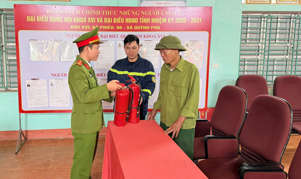 Đội Chữa cháy và Cứu nạn cứu hộ khu vực Quỳnh Phụ tăng cường công tác bảo đảm an toàn phòng cháy, chữa cháy tại các điểm bầu cử 