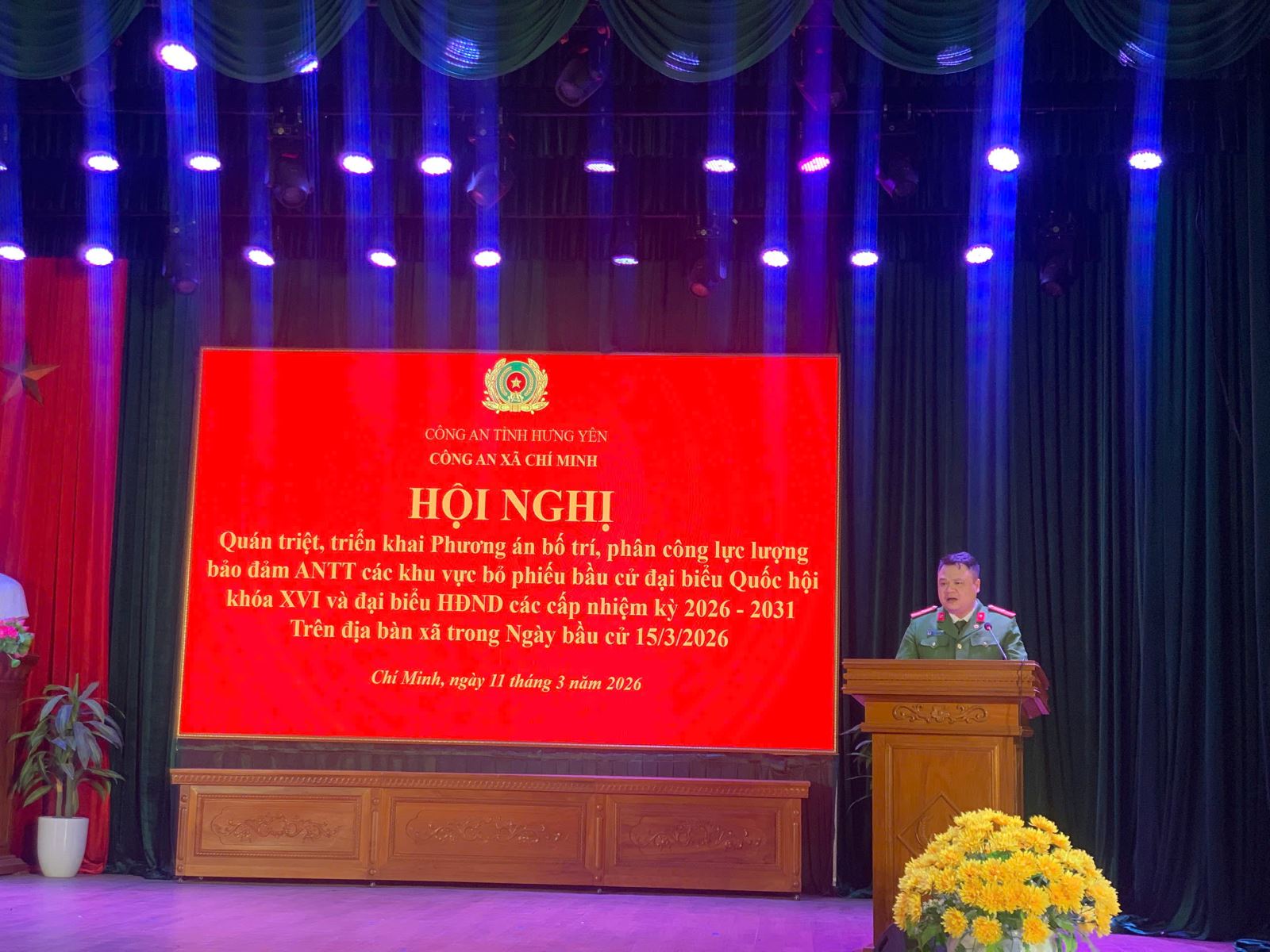 CÔNG AN XÃ CHÍ MINH TỔ CHỨC HỘI NGHỊ TRIỂN KHAI PHƯƠNG ÁN ĐẢM BẢO AN NINH TRẬT TỰ TRONG NGÀY BẦU CỬ