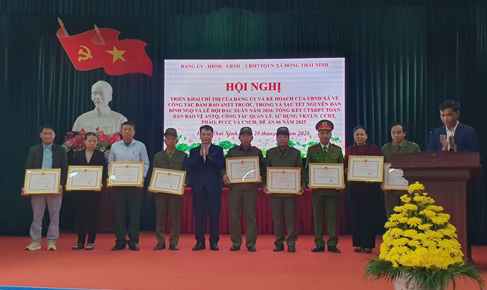 Xã Đông Thái Ninh triển khai Chỉ thị và Kế hoạch về công tác đảm bảo an ninh trật tự trước, trong và sau Tết Nguyên đán Bính Ngọ và Lễ hội đầu Xuân 2026