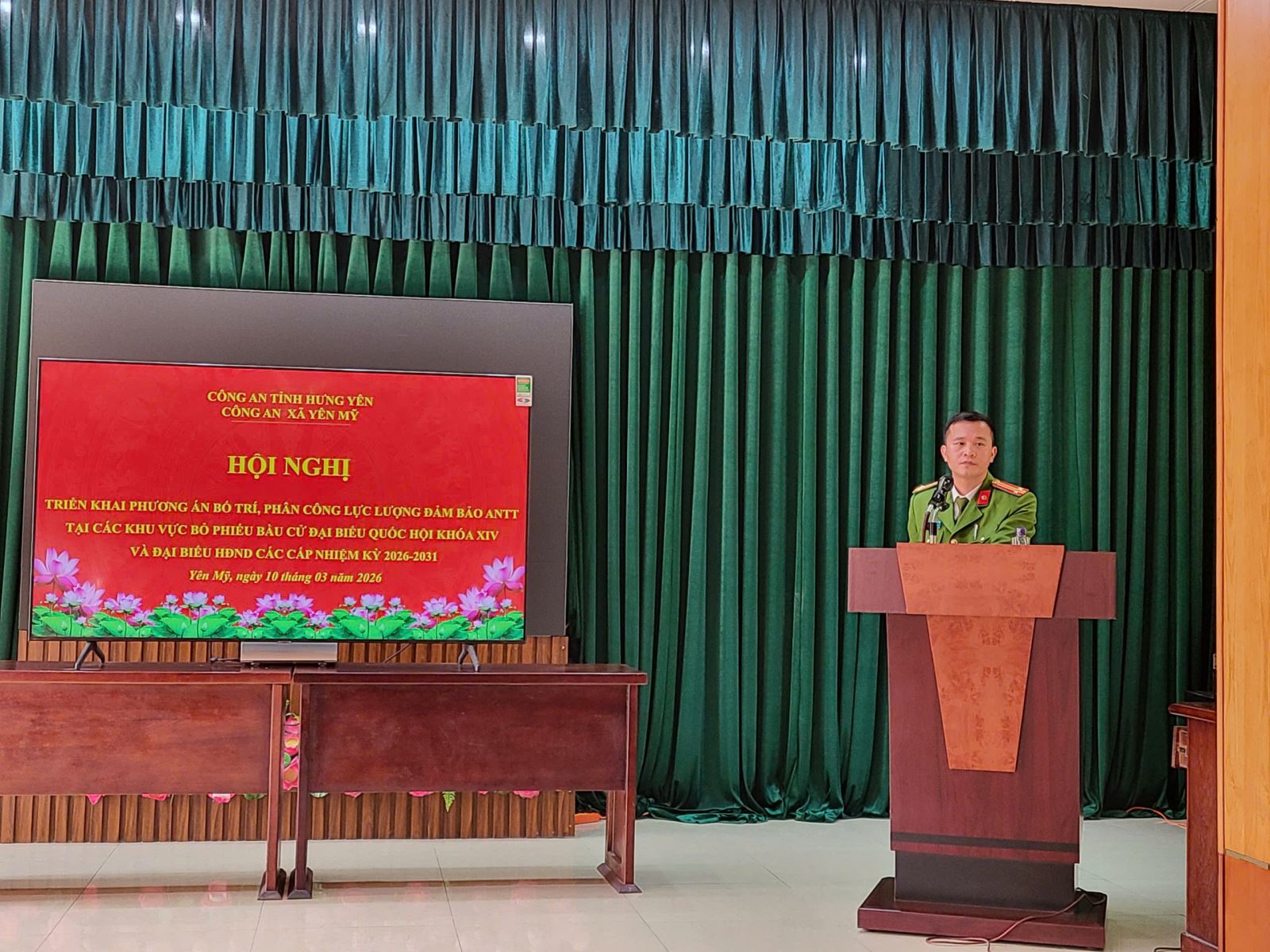 Công an xã Yên Mỹ tổ chức Hội nghị triển khai phương án bố trí, phân công lực lượng bảo đảm an ninh, trật tự tại khu vực bỏ phiếu bầu cử