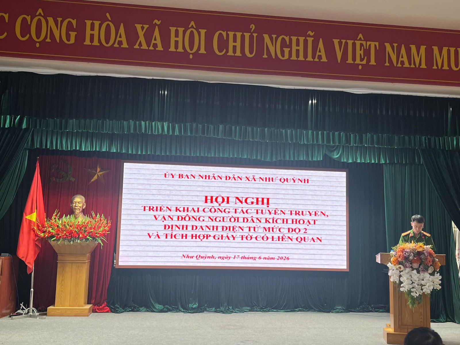 Công an xã Như Quỳnh tham mưu UBND xã tổ chức Hội nghị tuyên truyền, vận động kích hoạt định danh điện tử mức độ 2 trên địa bàn