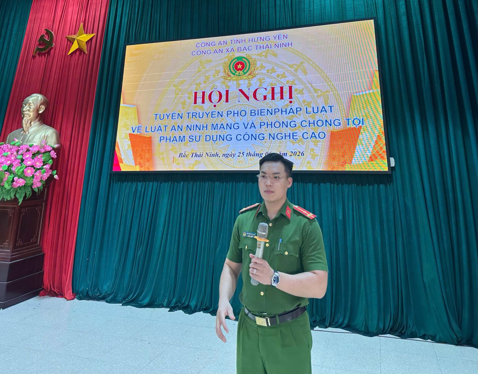 Công an xã Bắc Thái Ninh tổ chức Hội nghị tuyên truyền, phổ biến pháp luật về an ninh mạng và phòng, chống tội phạm sử dụng công nghệ cao